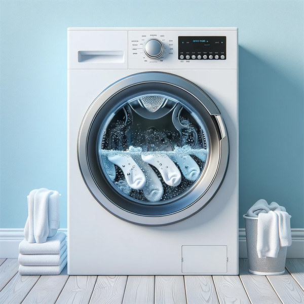 Socks being washed inside machine