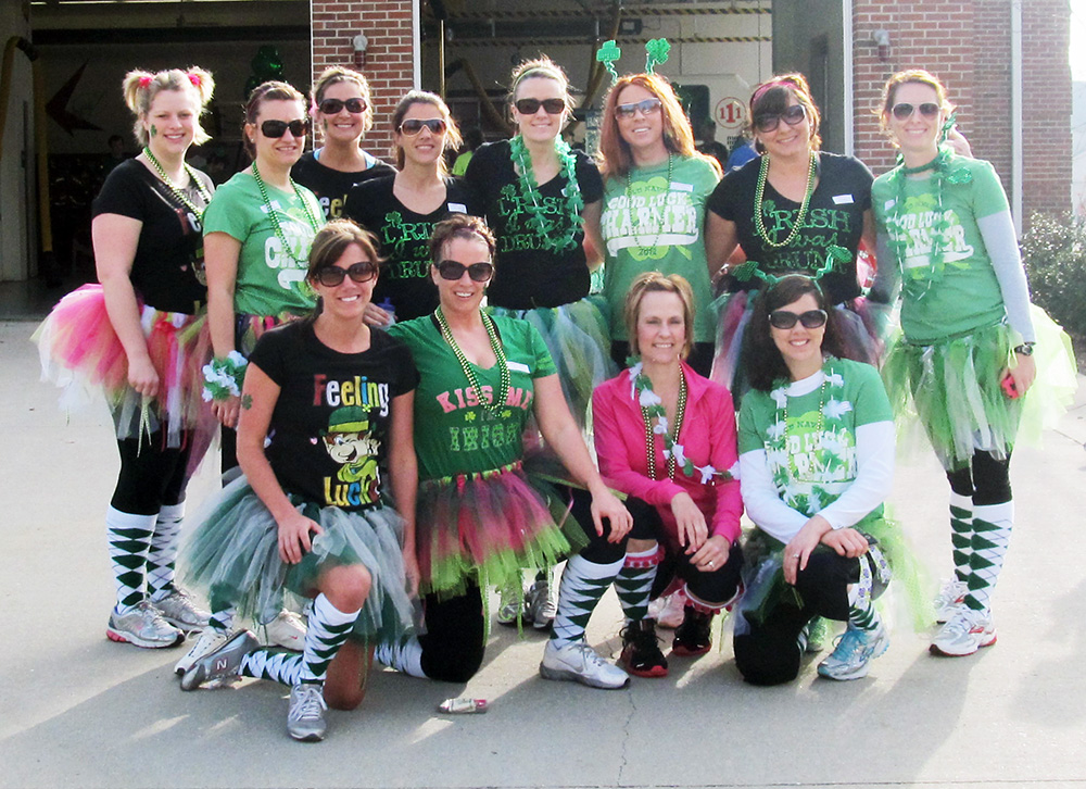 group of girls wearing customized argyle socks for st patricks day 